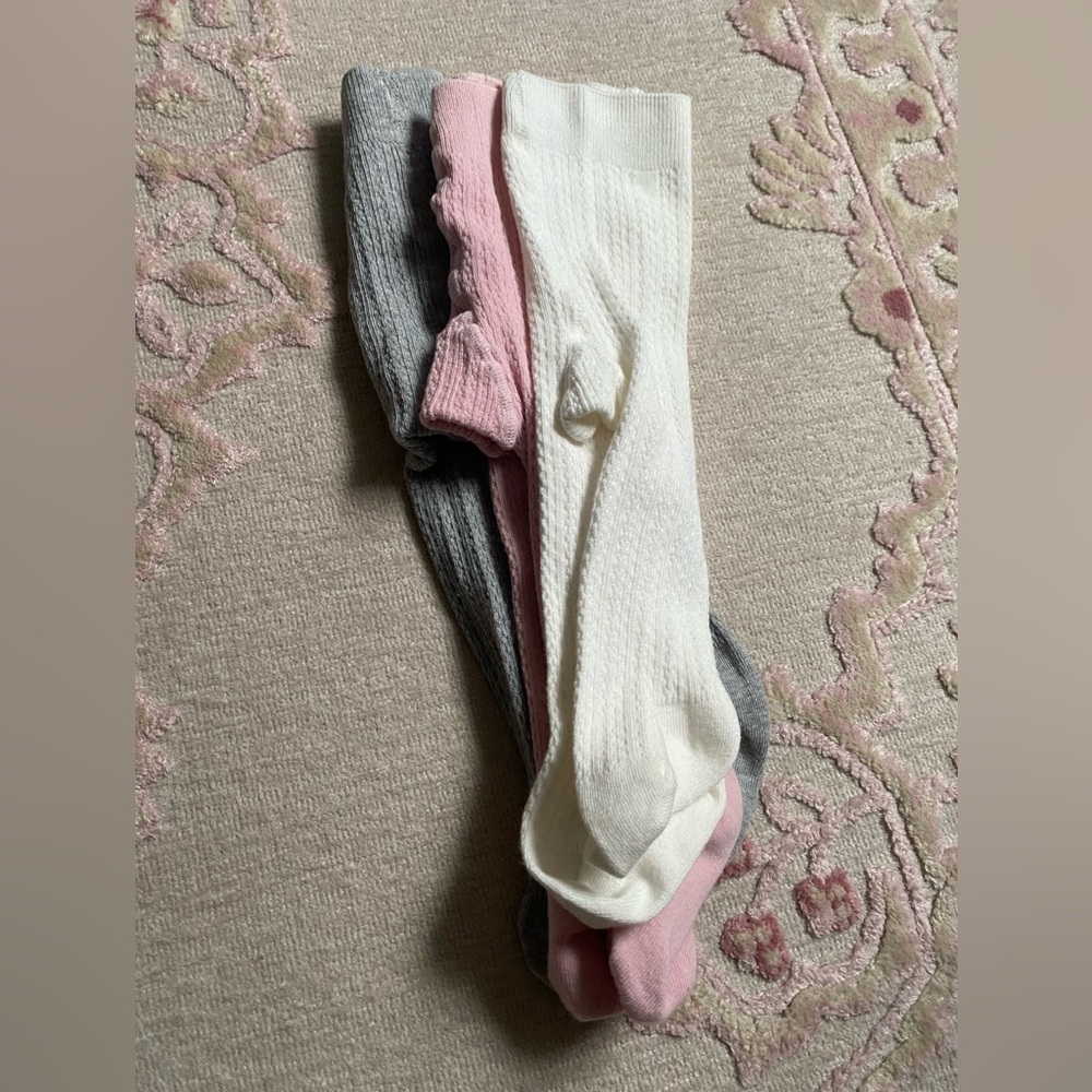 Baby girl ribbed tights/ stockings. 0-3 months